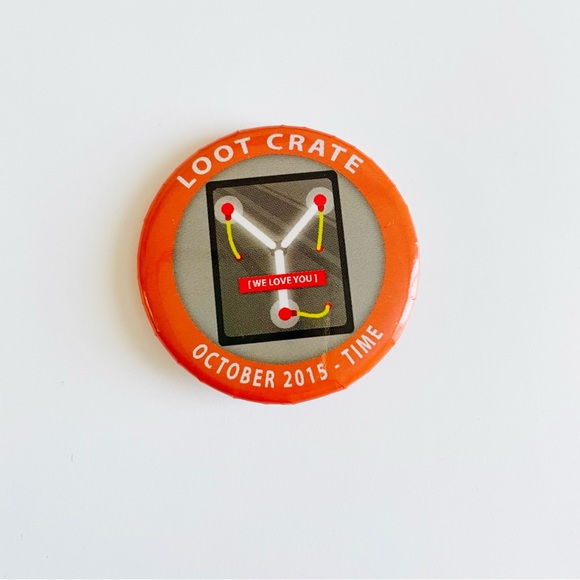 📍 5/$20 Loot Crate Flux Capacitor “We Love You October 2015 - Time” Pin Button - Picture 3 of 3